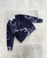 Pull en mohair duveteux de qualité supérieure, imprimé abstrait vintage, coupe ample, streetwear chaud d'hiver, unisexe, vente en gros