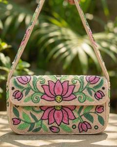 Bolso de Hombro Bordado con Cuentas para Mujer, Bolso de Hombro Bordado a Mano con Cuentas, Bolso de Mano Bordado Floral con Cuentas, Estilo Vintage - Product Image 1
