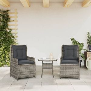 Silla Reclinable Individual de Jardín en Ratán Sintético Gris con Acero con Recubrimiento en Polvo para Relajación al Aire Libre - Product Image 3