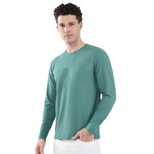 T-shirts à manches longues pour hommes, décontractés, en coton, confortables, tissu doux, manches longues, à porter tous les jours, respirants, coupe classique - Product Image 6