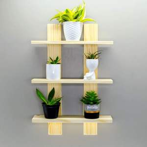 Ensemble d'étagères murales en bois pour plantes |   Design moderne |   Écologique |   Prêt pour la nouvelle vie de famille, prêt pour le Ramadan |   Finition de qualité supérieure | - Product Image 1