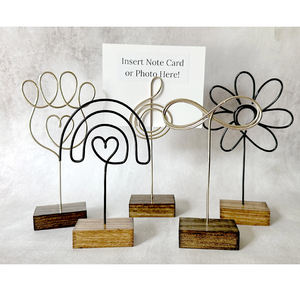 Porte-cartes en bois et métal, design motif fleur et feuille, support de numéros en bois, meilleures ventes - Product Image 1