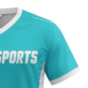 Maillot de lacrosse unisexe bleu sarcelle et blanc en polyester, coupe athlétique, léger, uniforme sportif, vêtements d'entraînement pour équipe - Product Image 4