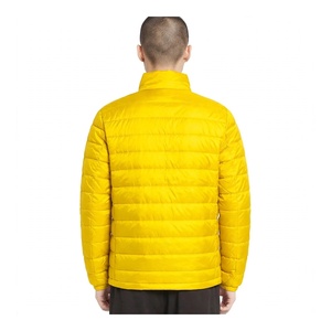 Men <b>Yellow</b> Lightweight Eco-friendly Filled Varsity <b>Jacket</b> Turn-down Collar Autumn Warm Outwear Casual Full Zip Slim Fit - Product Image 2
