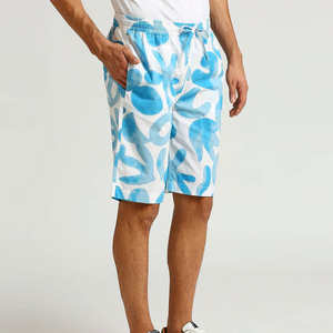 Mens Blue <b>White</b> Solid Casual <b>Shorts</b> Drawstring Breathable Quick Dry Canvas Summer Beach - Product Image 2