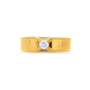 Bague solitaire pour homme Glimmer Connect, luxe, or jaune 18 carats, diamant solitaire rond brillant pour homme - Product Image 3