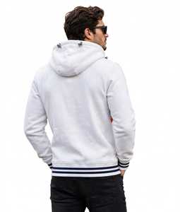 Sudadera con capucha y cremallera para hombre, color blanco, con bloques de color, estilo deportivo, a rayas, para otoño - Product Image 2