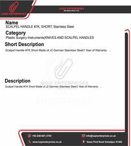 Scalpel Handle #7K Short Stainless Steel <b>Surgical</b> <b>Knife</b> Handle Reusable Autoclavable Medical Instrument - Product Image 5