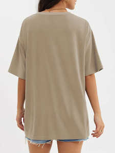 Camiseta Verde Oversize para Mujer, 100% Algodón Ecológico, Corte Holgado, Estilo Casual Urbano, Hombros Caídos, Personalizable, Moda Primavera - Product Image 6