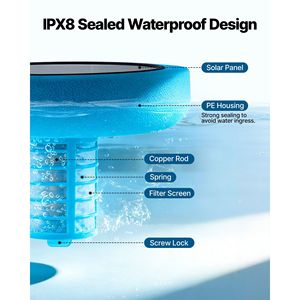 Purificatore d'Acqua Automatico a Energia Solare, Ionizzatore Galleggiante in Rame per Piscine da 35.000 Galloni, Trattamento Acqua Senza Cloro - Product Image 5