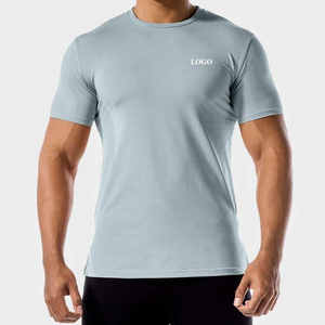 เสื้อยืดแขนสั้นสีฟ้าอ่อนสำหรับผู้ชาย ทรงปกติ คอกลม ผ้าโพลีเอสเตอร์/คอตตอนเจอร์ซีย์ ระบายอากาศได้ดี สวมใส่สบาย โลโก้ด้านหน้าแบบซับลิเมชั่น - Product Image 3
