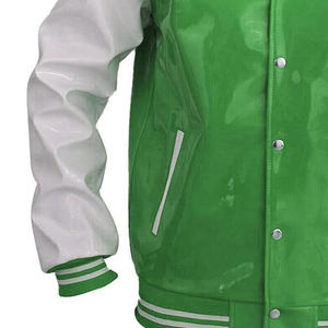 Chaqueta Varsity de Cuero PVC para Hombre, Estilo Retro Universitario de Béisbol, con Cuello Alto y Logotipo Frontal, Nueva Llegada 2026 - Product Image 3