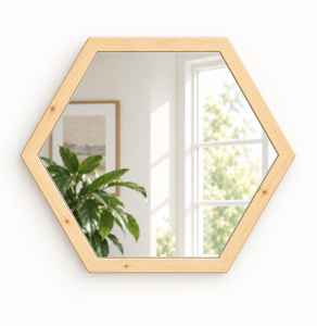 Modern Pine Wood Hexagon Wall Mirror DIY Eco-Friendly Frame Mini Accent <b>Decor</b> for Bedroom Living Room <b>Bathroom</b> Home Wall <b>Decor</b> - Product Image 4
