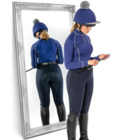 Damen Violett Langarm Baselayer-Oberteil mit Reißverschluss, Feuchtigkeitsableitend, Atmungsaktiv, Einfarbig, für Reitsport