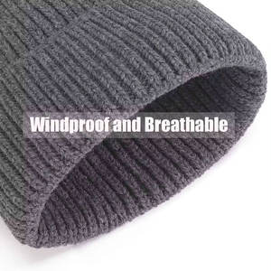 Fashion Wholesale Custom Embroidery Logo Solid Color Acrylic Fiber Warm Winter Beanie with Custom logo Knit Hat Warm Caps - Product Image 5