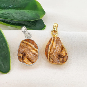Colgante de Ojo de Tigre Natural con Engaste, Hecho a Mano, Piedra de Nacimiento, Chapado en Oro, Amuleto de Cristal Curativo, 10-12mm - Product Image 1