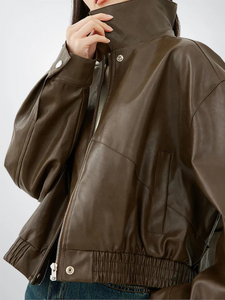 High Quality Cow Skin Knitted Women's <b>Leather</b> <b>Jacket</b> Custom Logo Eco-Friendly <b>Winter</b> Outdoor Wholesale - Product Image 4