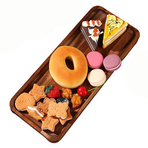 Ensemble de plateaux de service rectangulaires en bois d'acacia de 8 pièces à motif solide pour restaurant et hôtel, plateau de nourriture et de fromage avec bords en métal - Product Image 5