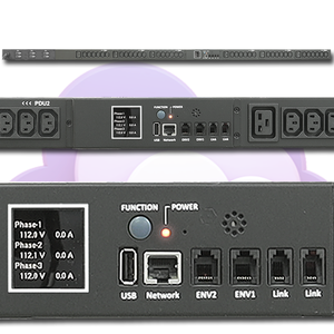 PDU trifásico de 400V con 42 puertos, 22 kW, pantalla OLED, certificación CE/FCC, control web/SNMP, entrada IEC309, interruptor de rama de 32 amperios - Product Image 1