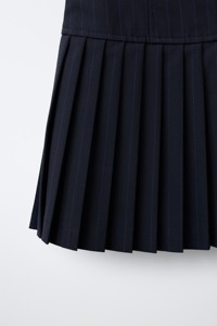 Womens Navy <b>Pleated</b> <b>Mini</b> <b>Skirt</b> Regular Waist Solid Color Woven Polyester Comfortable All Seasons Style - Product Image 6