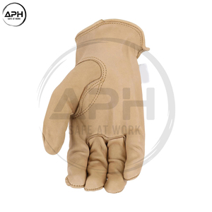 Guantes de Cuero para Conductor con Costura Trasera de Tres Hilos, Guantes Clásicos con Puño Elástico para Manejo de Materiales en Almacenes Industriales - Product Image 6