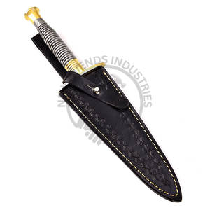 มีดดาบเหล็กดามัสกัสทำมือรุ่นใหม่ ขนาด 12 นิ้ว สไตล์คอมมานโดอังกฤษ พร้อมด้ามจับทองเหลือง ด้ามจับกันลื่น เหมาะสำหรับตั้งแคมป์และล่าสัตว์ - Product Image 6