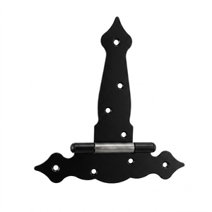 Antique Black Cast Iron Strap Hinge Fleur-de-Lis Decorative Tee Hinges For Wooden Gate Shed and Sliding <b>Barn</b> <b>Door</b> <b>Hardware</b> - Product Image 2