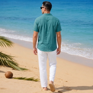 Ensemble de chemises pour hommes, tissu de qualité supérieure, doux, respirant, coupe confortable, design élégant, idéal pour l'été, pour un usage quotidien - Product Image 2