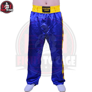 Latest Quality Blue & Yellow Kickboxing Trousers Embroidered <b>Writing</b> OEM Service Unique Design Adult Wear Kick Boxing Trousers - Product Image 5