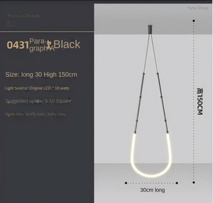 Lampe suspendue ovale de style moderne pour villa, duplex, escalier, restaurant, salle d'exposition, décoration douce, personnalité, ligne lumineuse - Product Image 5