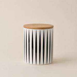 Minimalist Ceramic Canister Set Bamboo <b>Lid</b> Modern Pattern Airtight Storage Jars Contemporary Kitchen Organizer Designer <b>Decor</b> - Product Image 6