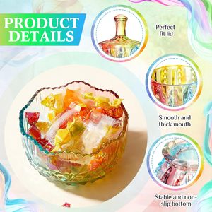 3 pièces, 3 tailles (10/9/6 oz), pots <span class=keywords><strong>à</strong></span> bonbons en verre coloré gaufré avec couvercles, coupelles en cristal <span class=keywords><strong>sur</strong></span> <span class=keywords><strong>pied</strong></span> pour <span class=keywords><strong>bijoux</strong></span>, biscuits, buffet - Product Image 3