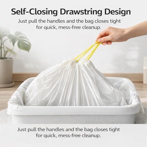 ถุงใส่ขยะแมวแบบมีเชือกรูดขนาดใหญ่ แบบหนา ทนทาน ใช้แล้วทิ้ง แบบม้วน สำหรับใช้ในบ้าน - Product Image 5