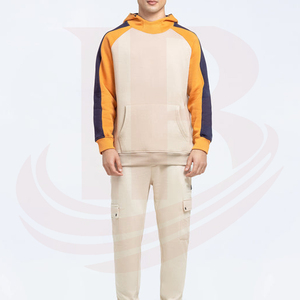 Mens Hooded Sweatshirt Raglan Sleeve Cotton French Terry Casual Long Sleeve Autumn Wear with Front Logo Pocket Regular Fit - Product Image 2