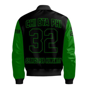 เสื้อแจ็คเก็ตบอมเบอร์สีดำสำหรับผู้ชาย Chi Eta Phi 32 Service for Humanity พิมพ์ลายดิจิทัล สวมใส่สบาย มีซิปด้านหน้า เสื้อนอกแบบกลับด้านได้ กันลม - Product Image 6