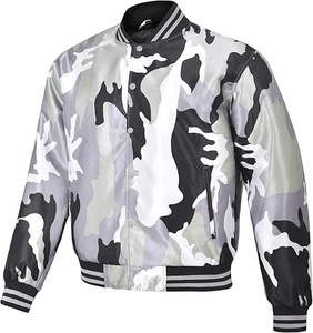 Chaqueta Bomber de Béisbol para Hombre, Estilo Retro, con Botones, Camuflaje, Satén, Poliéster, Estampado por Sublimación, Bordado, Casual, para Invierno - Product Image 3