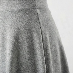 Women A-Line Mini <b>Skirt</b> Solid Gray <b>Elastic</b> Waist Knitted Cotton Spandex Casual Wear All Seasons - Product Image 5