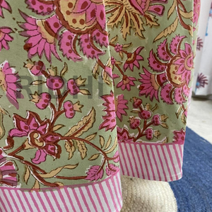 Nouvelle Arrivée 2026 Nappe Ronde Faite Main Vert Sauge Doux Motif Imprimé au Bloc Tendance pour Mariages et Tables Basses - Product Image 6