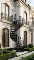 Premium Langlebige Gusseisen-Wendeltreppe Schmiedeeisernes Geländer Traditionelles Design Modulare Montage Außenbereich Hotel Eingangshalle