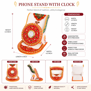 ขาตั้งโทรศัพท์มือถือหินอ่อนทำมือ – ที่วางโทรศัพท์ตกแต่งแบบดั้งเดิมพร้อมลวดลายเพ้นท์ - Product Image 5