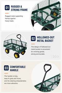 Heavy Duty Steel Four-Wheel <b>Platform</b> Garden Wagon with Removable Side Panels for Easy Loading OEM - Product Image 4
