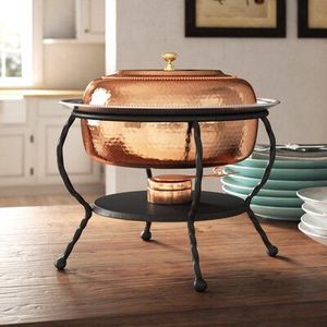 ถาดอุ่นอาหารทองเหลืองแบบคลาสสิกพร้อมขาตั้งและฝาปิดแข็งแรง โซลูชั่นจัดแสดงอาหารระดับพรีเมียมสำหรับงานแต่งงาน โรงแรม และงานเลี้ยง - Product Image 1