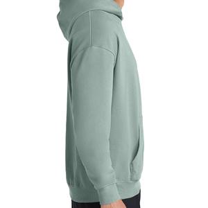 เสื้อฮู้ดดี้สีเขียวเซจพรีเมียมเนื้อหนาสำหรับผู้ชาย สกรีนโลโก้ได้ ทรงโอเวอร์ไซส์ สไตล์สตรีทแวร์ ไหล่ตก แบบสวมหัว - Product Image 1