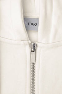 <b>Mens</b> Solid <b>White</b> Custom Logo Full Zip Hoodie and Matching <b>Jogger</b> Sweatpants Tracksuit OEM ODM Wholesale Apparel - Product Image 4