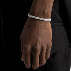 Bracelet cubain en moissanite VVS1, argent sterling 925, bracelet cubain Miami serti de pierres pour hommes - Product Image 1