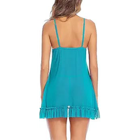 Ensemble de lingerie babydoll en dentelle transparente pour femme avec ourlet à volants et string assorti