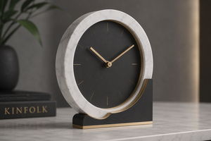 Minimalist Wooden Desk <b>Clock</b> Circular Quartz Movement Silent Needle Display - Product Image 2