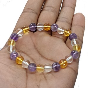 สร้อยข้อมือลูกปัดคริสตัลอเมทิสต์ซิทรินคุณภาพสูง เครื่องประดับแฟชั่นเสริมเสน่ห์สำหรับผู้ชายและผู้หญิง เพื่อพลังงานและการทำสมาธิ - Product Image 6
