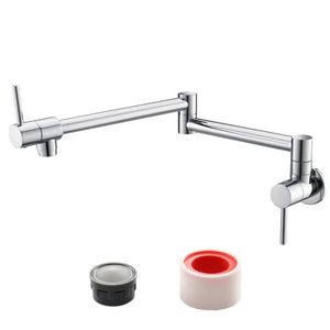 Rubinetto da Cucina Pieghevole in Ottone Lucido con Doppia Maniglia, Girevole, Cromato, Oro Rosa, Classico, Solo per Acqua Fredda, per Uso Commerciale - Product Image 1