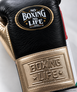 Guantes de Boxeo de Cuero 'No Boxing No Life' con Cordones y Correa para la Muñeca, Transpirables, con Logotipo Personalizado, Equipo de Entrenamiento para Adultos, Color Dorado Personalizado - Product Image 6
